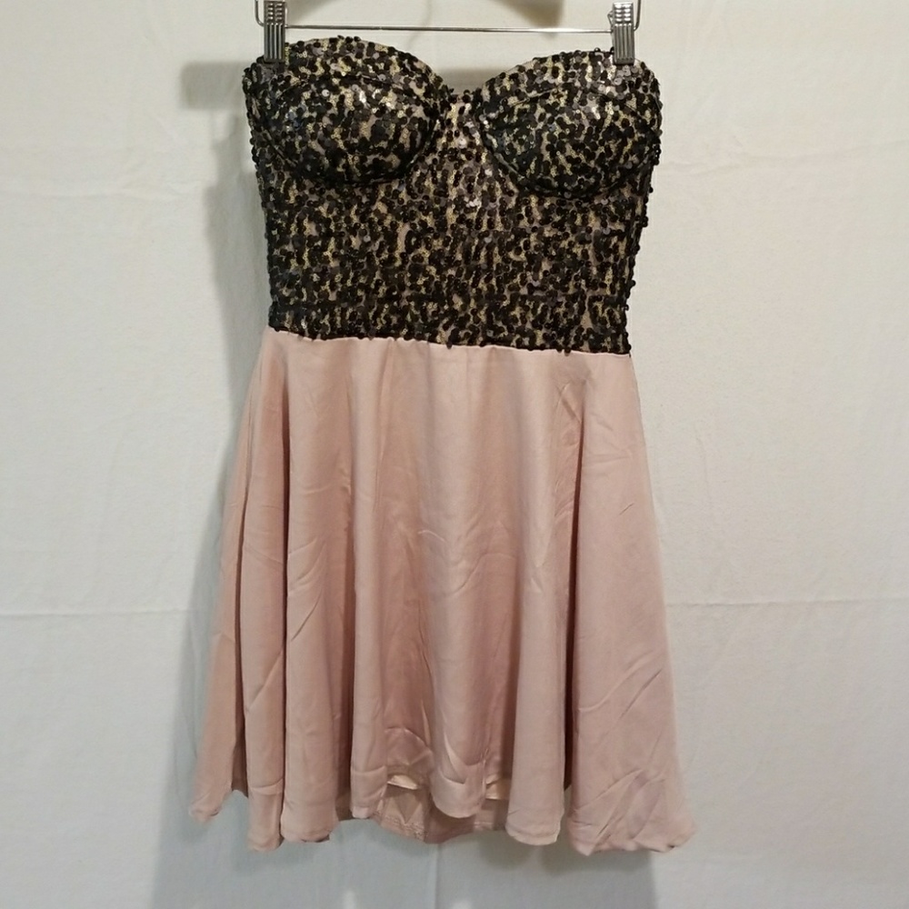 Reverse Sequin Pink/ Black Girls Night Out Dress